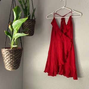 Red wrap dress